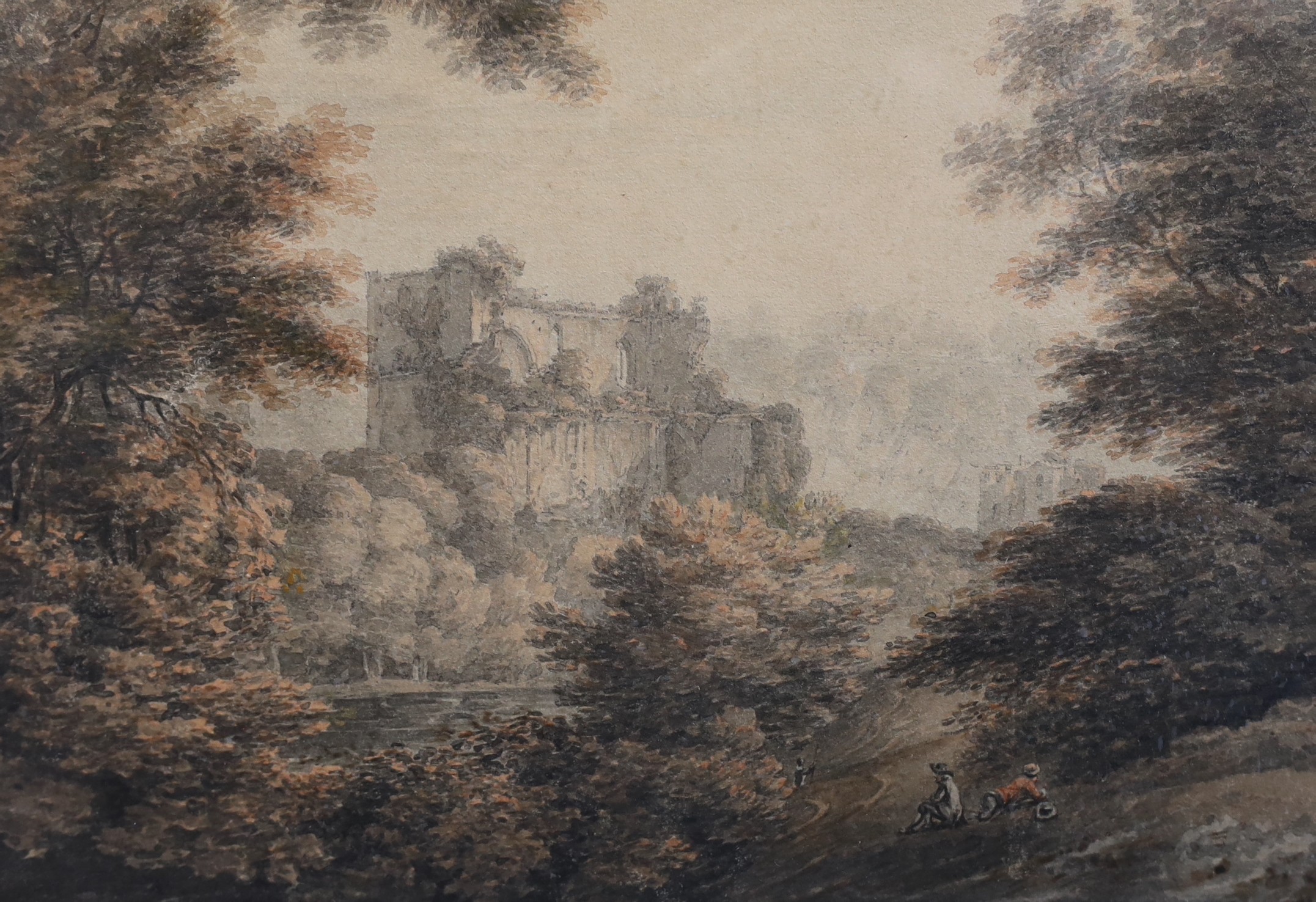 Thomas Hearne (1744-1817), 'Chepstow Castle from the woods above the River Wye', watercolour, 14.75 x 21cm